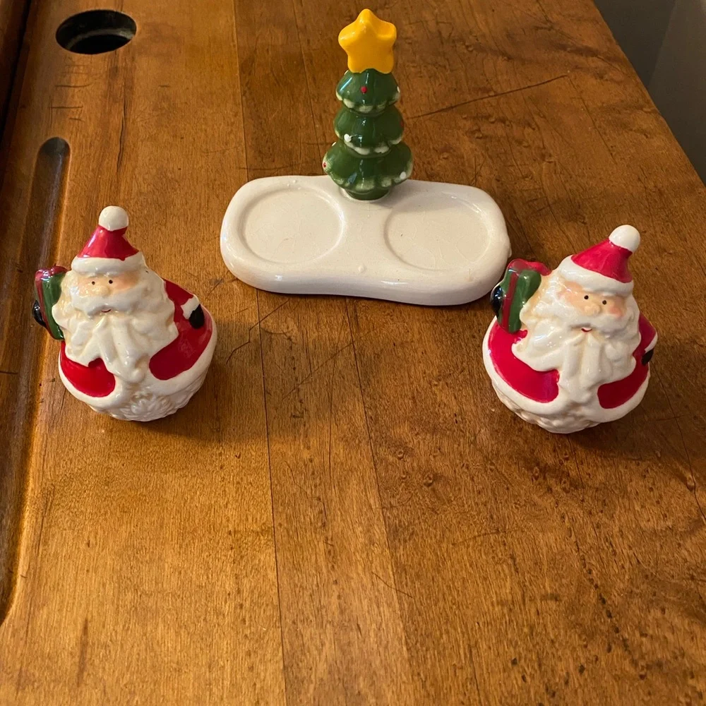 Santa and Tree Holiday Salt and Pepper Shaker Set